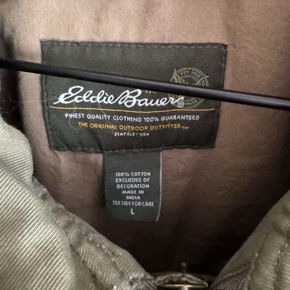 Eddie Bauer Field Chore Barn Utility Jacket Green Canvas Cotton Mens Size Large - Picture 3 of 6